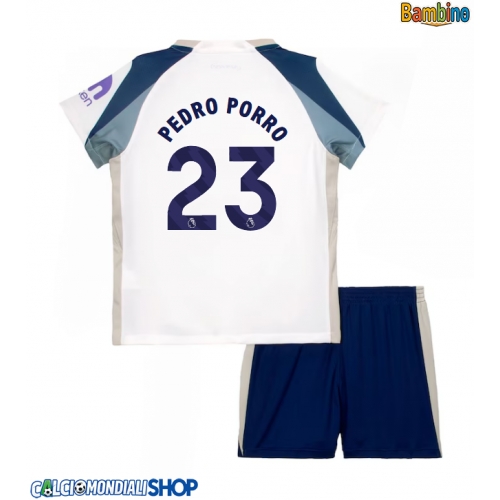 Maglie da calcio Tottenham Hotspur Pedro Porro #23 Prima Maglia Bambino 2025-26 Manica Corta + Pantaloni corti)